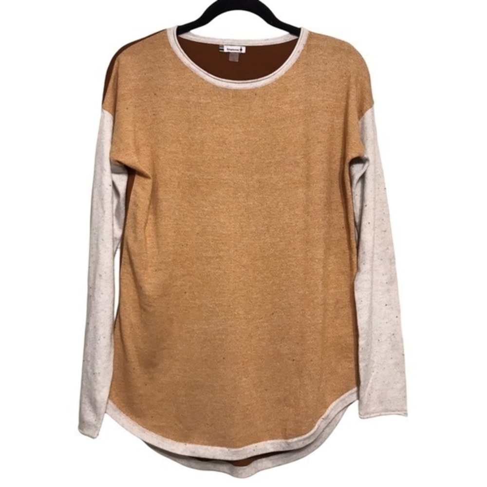 SMARTWOOL Womens Shadow Pine Colorblock Wool Blend Sweater Brown Gold Small